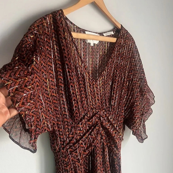 ba&sh Wanda Metallic Herringbone Print Maxi Dress - Picture 6 of 16